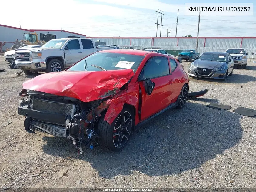 2020 Hyundai Veloster N VIN: KMHT36AH9LU005752 Lot: 45545010