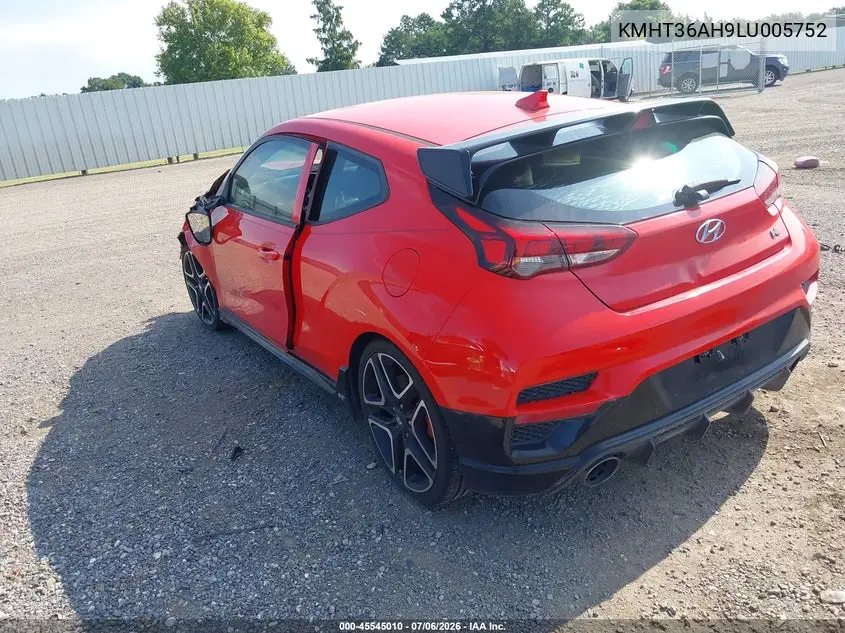 2020 Hyundai Veloster N VIN: KMHT36AH9LU005752 Lot: 45545010