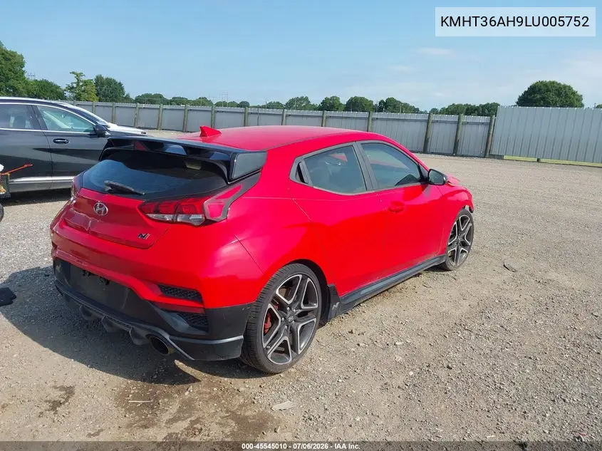 2020 Hyundai Veloster N VIN: KMHT36AH9LU005752 Lot: 45545010