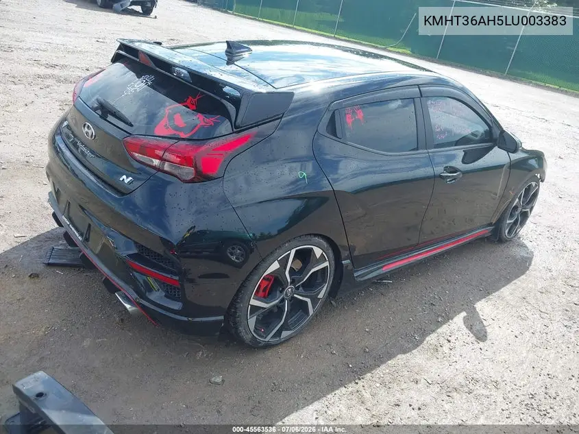 2020 Hyundai Veloster N VIN: KMHT36AH5LU003383 Lot: 45563536