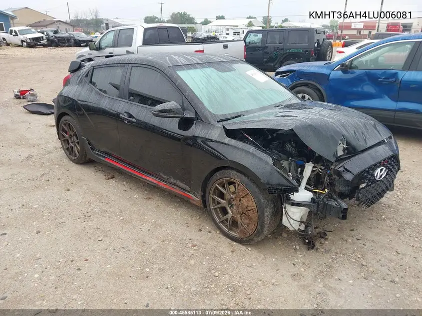 2020 Hyundai Veloster N VIN: KMHT36AH4LU006081 Lot: 45585113