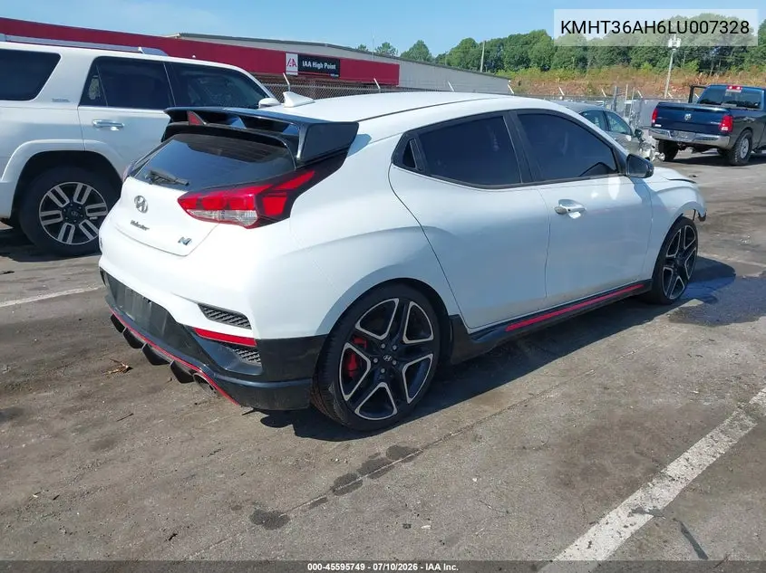 2020 Hyundai Veloster N VIN: KMHT36AH6LU007328 Lot: 45595749