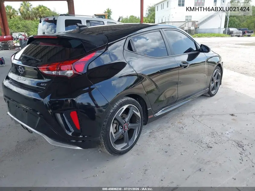 2020 Hyundai Veloster Turbo VIN: KMHTH6ABXLU021424 Lot: 45696238