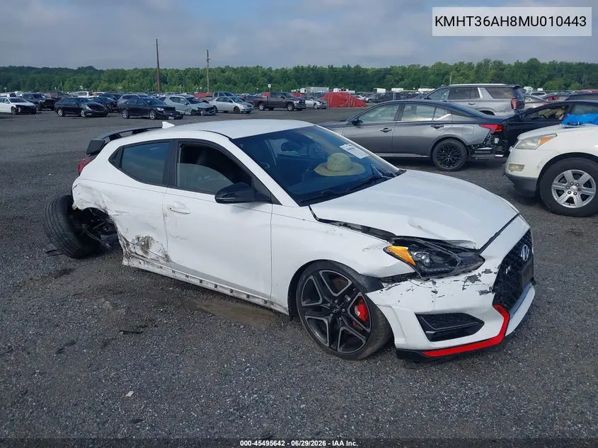 2021 Hyundai Veloster N VIN: KMHT36AH8MU010443 Lot: 45495642