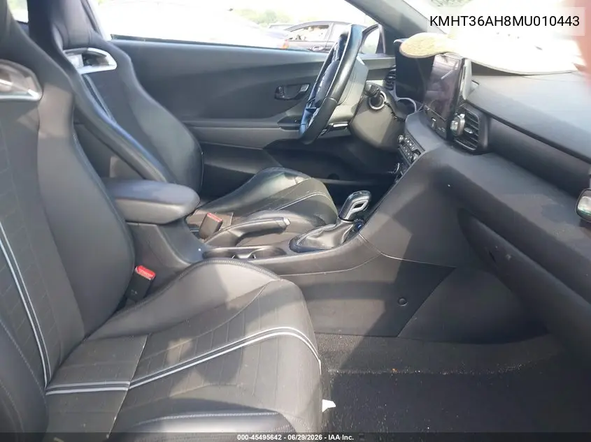 2021 Hyundai Veloster N VIN: KMHT36AH8MU010443 Lot: 45495642
