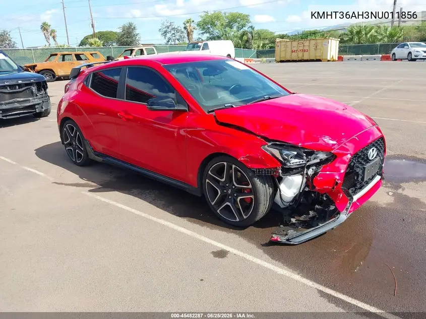 2022 Hyundai Veloster N VIN: KMHT36AH3NU011856 Lot: 45482287