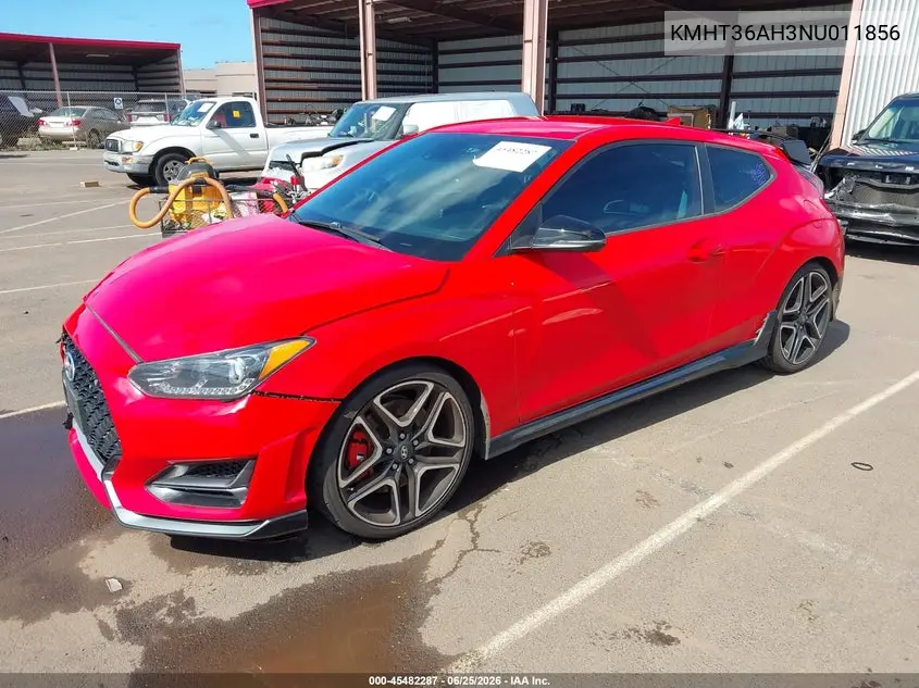 2022 Hyundai Veloster N VIN: KMHT36AH3NU011856 Lot: 45482287
