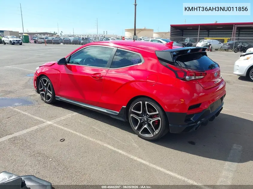 2022 Hyundai Veloster N VIN: KMHT36AH3NU011856 Lot: 45482287