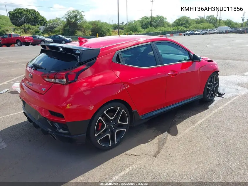 2022 Hyundai Veloster N VIN: KMHT36AH3NU011856 Lot: 45482287