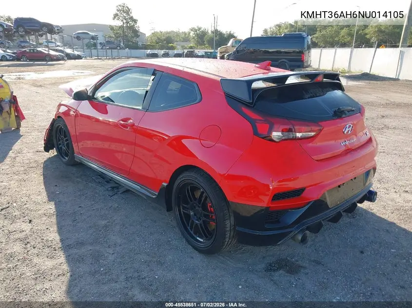 2022 Hyundai Veloster N VIN: KMHT36AH6NU014105 Lot: 45538651