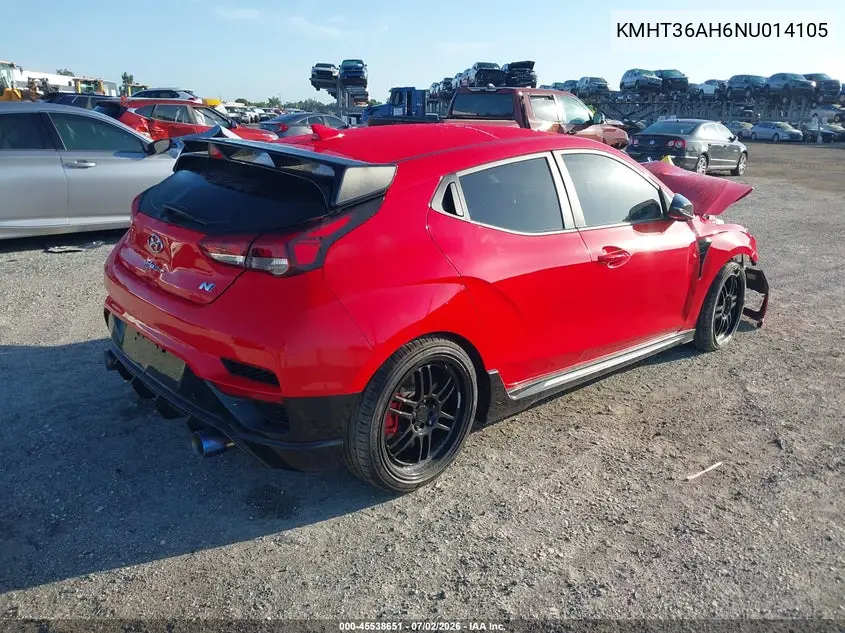 2022 Hyundai Veloster N VIN: KMHT36AH6NU014105 Lot: 45538651