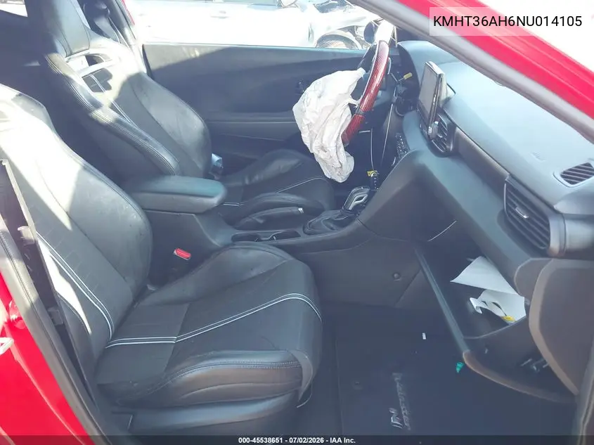 2022 Hyundai Veloster N VIN: KMHT36AH6NU014105 Lot: 45538651