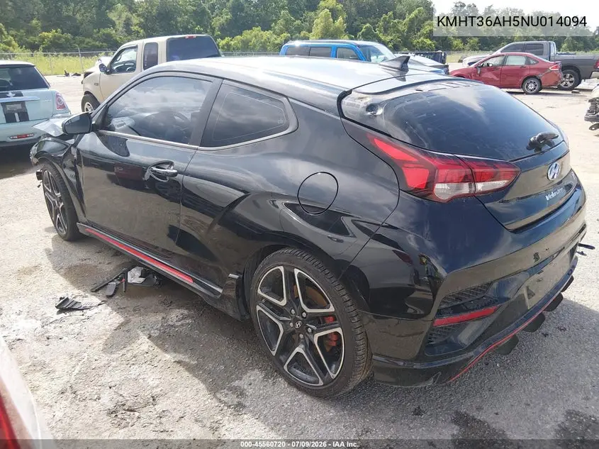 2022 Hyundai Veloster N VIN: KMHT36AH5NU014094 Lot: 45560720