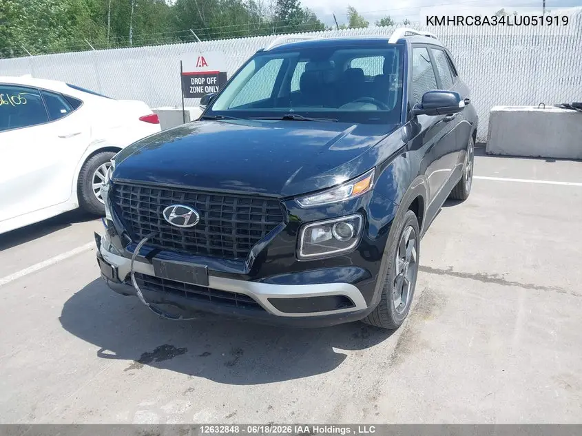 2020 Hyundai Venue VIN: KMHRC8A34LU051919 Lot: 12632848