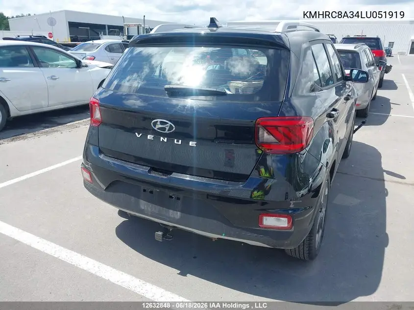 2020 Hyundai Venue VIN: KMHRC8A34LU051919 Lot: 12632848