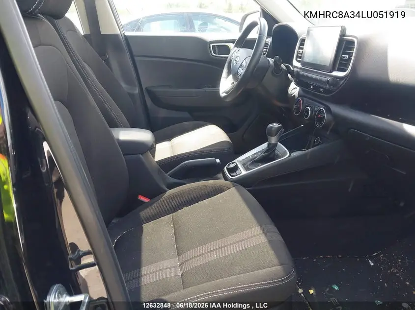 2020 Hyundai Venue VIN: KMHRC8A34LU051919 Lot: 12632848