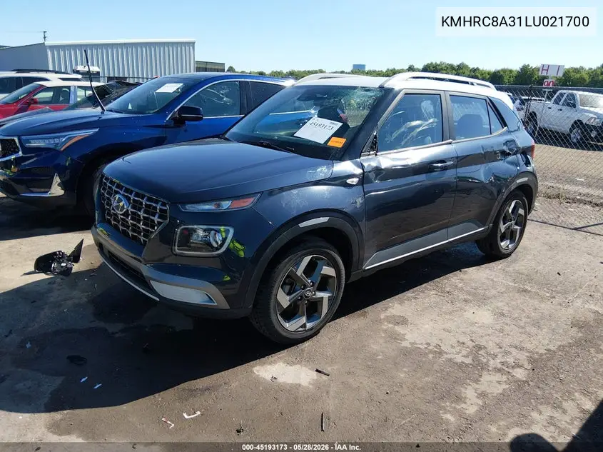 2020 Hyundai Venue Denim VIN: KMHRC8A31LU021700 Lot: 45193173