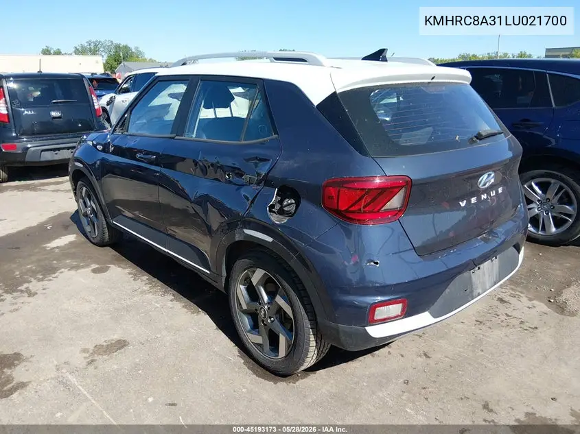2020 Hyundai Venue Denim VIN: KMHRC8A31LU021700 Lot: 45193173