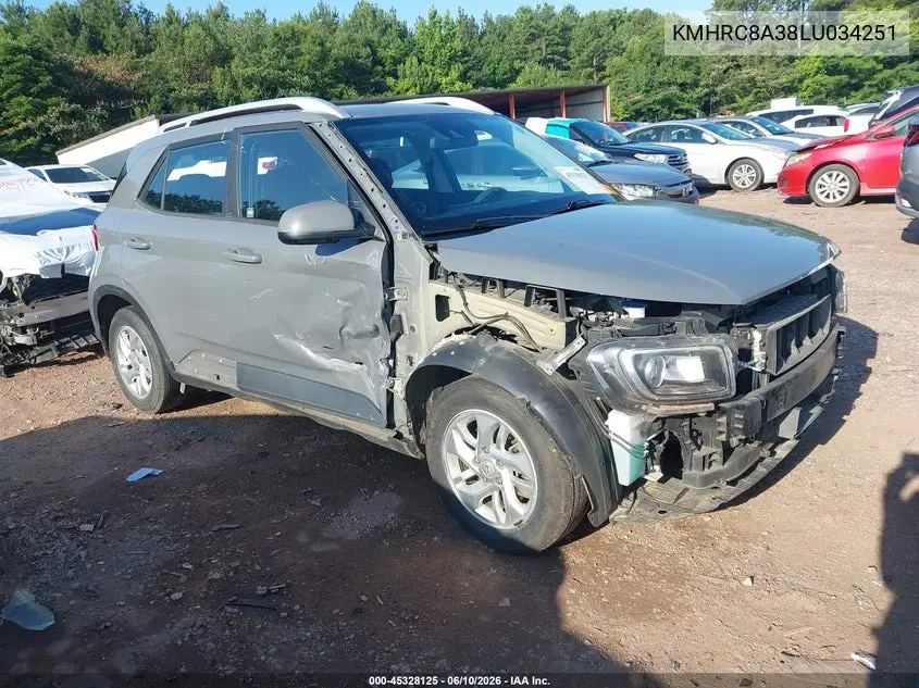 2020 Hyundai Venue Sel VIN: KMHRC8A38LU034251 Lot: 45328125