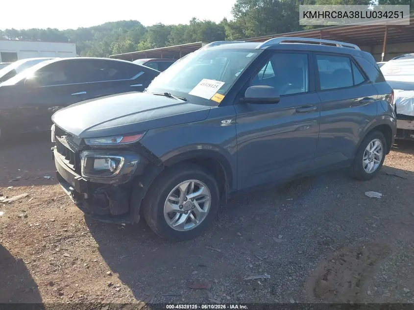 2020 Hyundai Venue Sel VIN: KMHRC8A38LU034251 Lot: 45328125