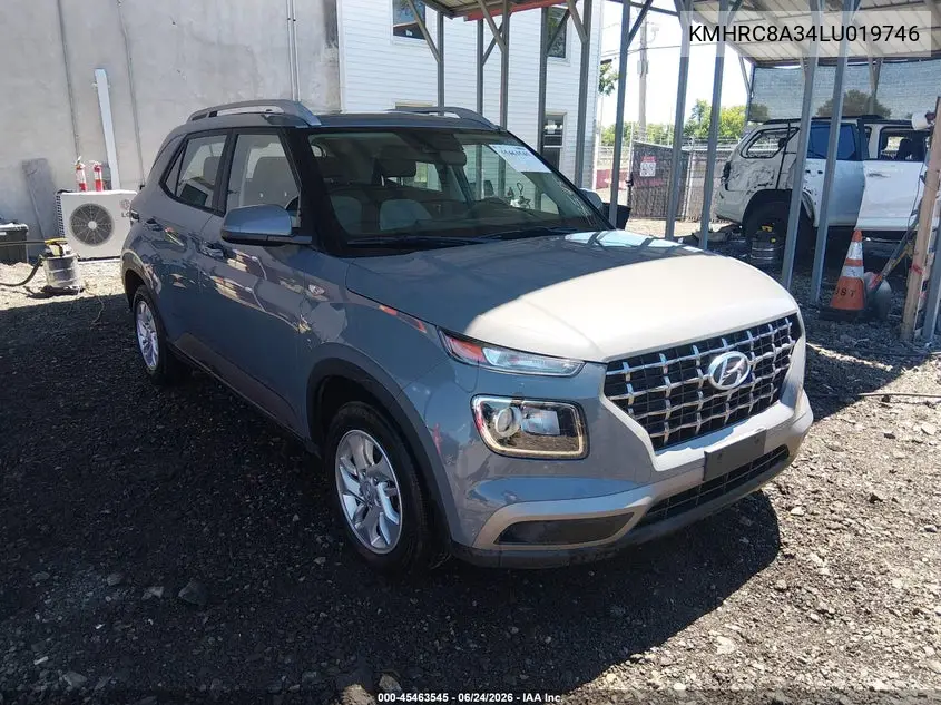 2020 Hyundai Venue Sel VIN: KMHRC8A34LU019746 Lot: 45463545
