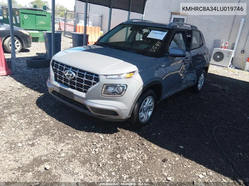 2020 Hyundai Venue Sel VIN: KMHRC8A34LU019746 Lot: 45463545