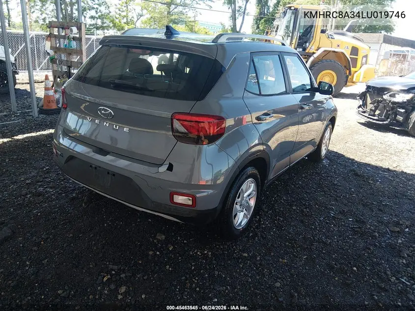 2020 Hyundai Venue Sel VIN: KMHRC8A34LU019746 Lot: 45463545