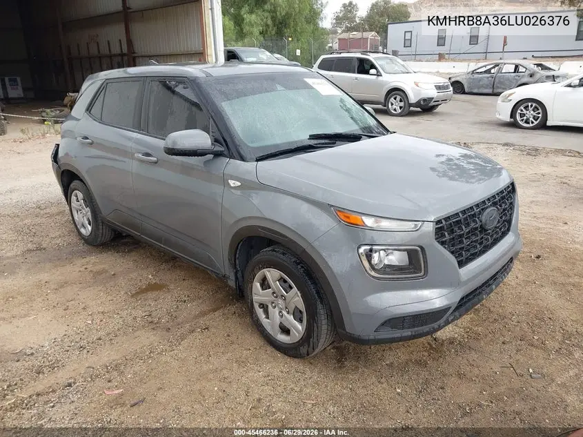 2020 Hyundai Venue Se VIN: KMHRB8A36LU026376 Lot: 45466236