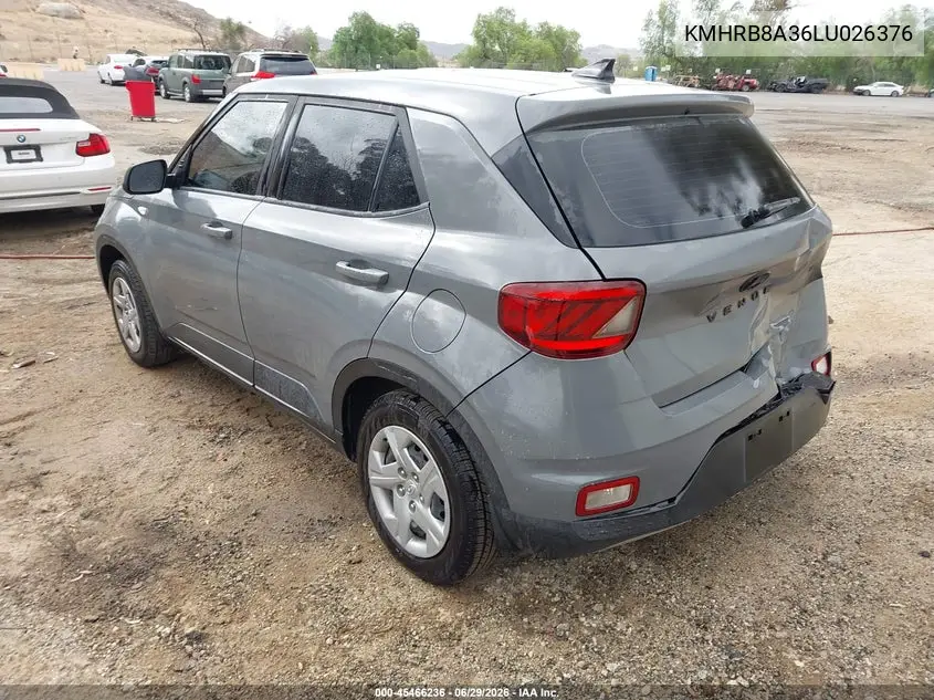 2020 Hyundai Venue Se VIN: KMHRB8A36LU026376 Lot: 45466236