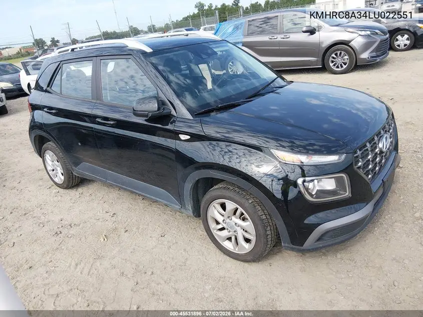 2020 Hyundai Venue Sel VIN: KMHRC8A34LU022551 Lot: 45531896