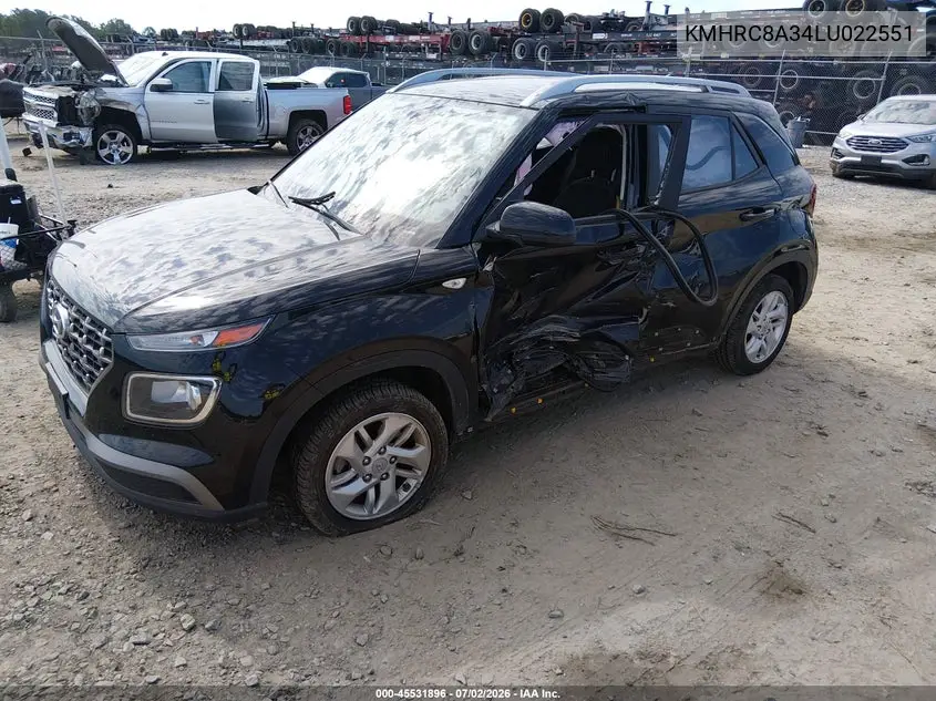 2020 Hyundai Venue Sel VIN: KMHRC8A34LU022551 Lot: 45531896