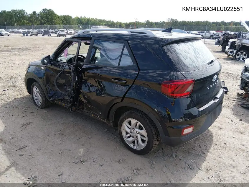 2020 Hyundai Venue Sel VIN: KMHRC8A34LU022551 Lot: 45531896