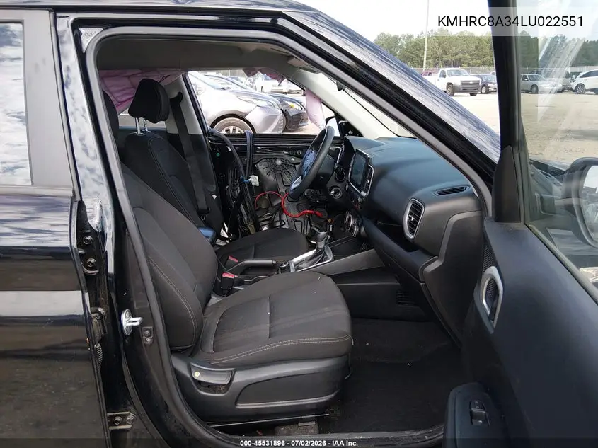 2020 Hyundai Venue Sel VIN: KMHRC8A34LU022551 Lot: 45531896