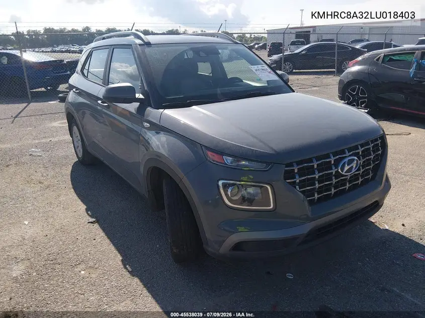 2020 Hyundai Venue Sel VIN: KMHRC8A32LU018403 Lot: 45538039