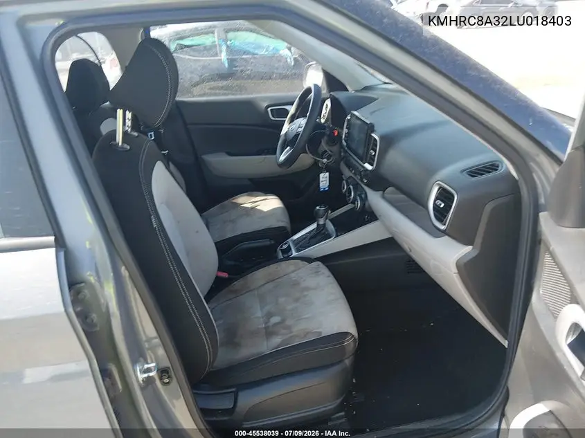 2020 Hyundai Venue Sel VIN: KMHRC8A32LU018403 Lot: 45538039