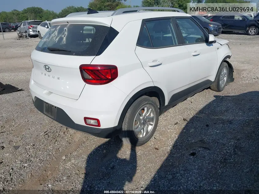 2020 Hyundai Venue Sel VIN: KMHRC8A36LU029694 Lot: 45543422