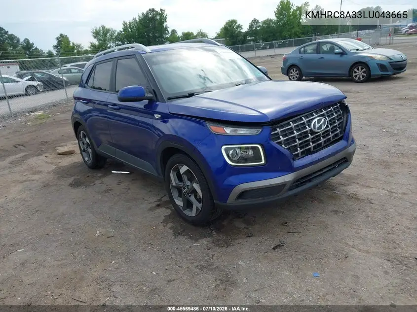 2020 Hyundai Venue Sel VIN: KMHRC8A33LU043665 Lot: 45569486