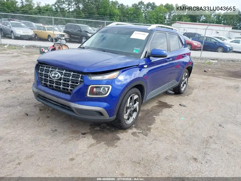 2020 Hyundai Venue Sel VIN: KMHRC8A33LU043665 Lot: 45569486