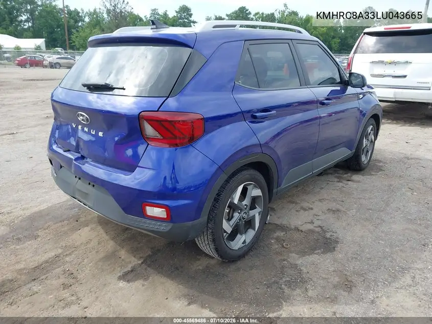2020 Hyundai Venue Sel VIN: KMHRC8A33LU043665 Lot: 45569486