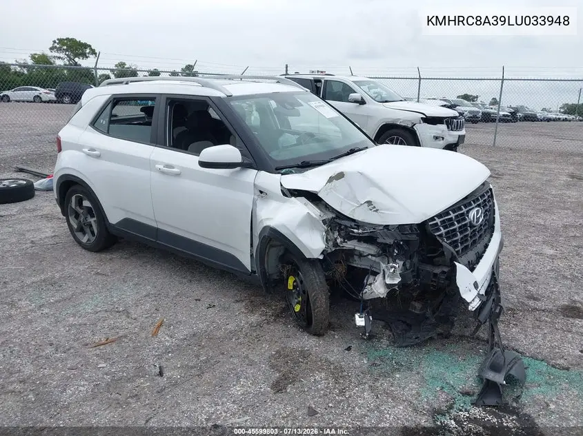 2020 Hyundai Venue Sel VIN: KMHRC8A39LU033948 Lot: 45599803