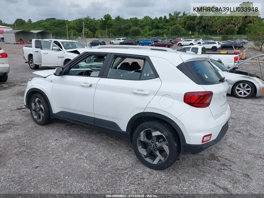2020 Hyundai Venue Sel VIN: KMHRC8A39LU033948 Lot: 45599803