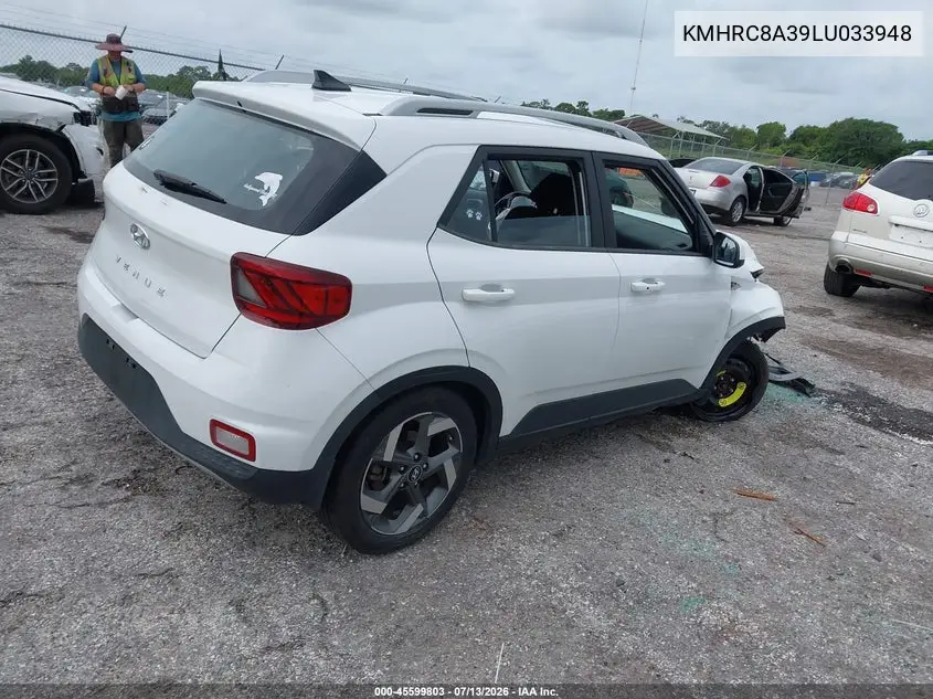 2020 Hyundai Venue Sel VIN: KMHRC8A39LU033948 Lot: 45599803
