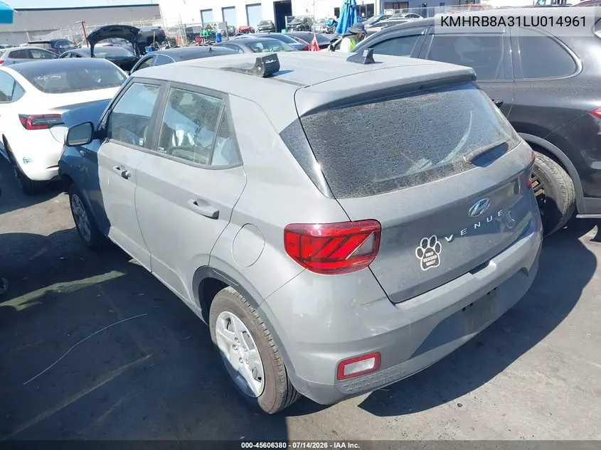 2020 Hyundai Venue Se VIN: KMHRB8A31LU014961 Lot: 45606380