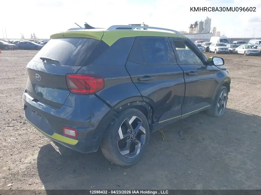 2021 Hyundai Venue Trend With Urban Edition Package With Grey-Lime Interior Colour Pack VIN: KMHRC8A30MU096602 Lot: 12598432
