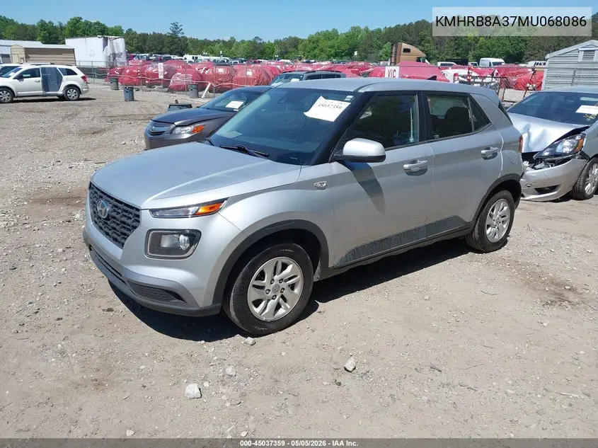 2021 Hyundai Venue Se VIN: KMHRB8A37MU068086 Lot: 45037359