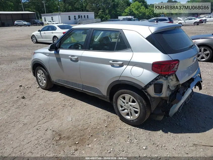 2021 Hyundai Venue Se VIN: KMHRB8A37MU068086 Lot: 45037359