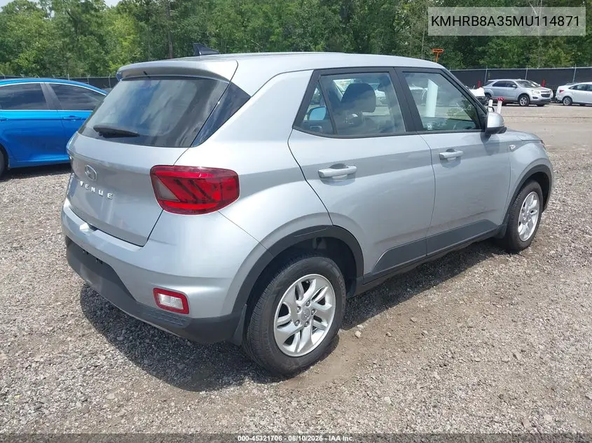 2021 Hyundai Venue Se VIN: KMHRB8A35MU114871 Lot: 45321706