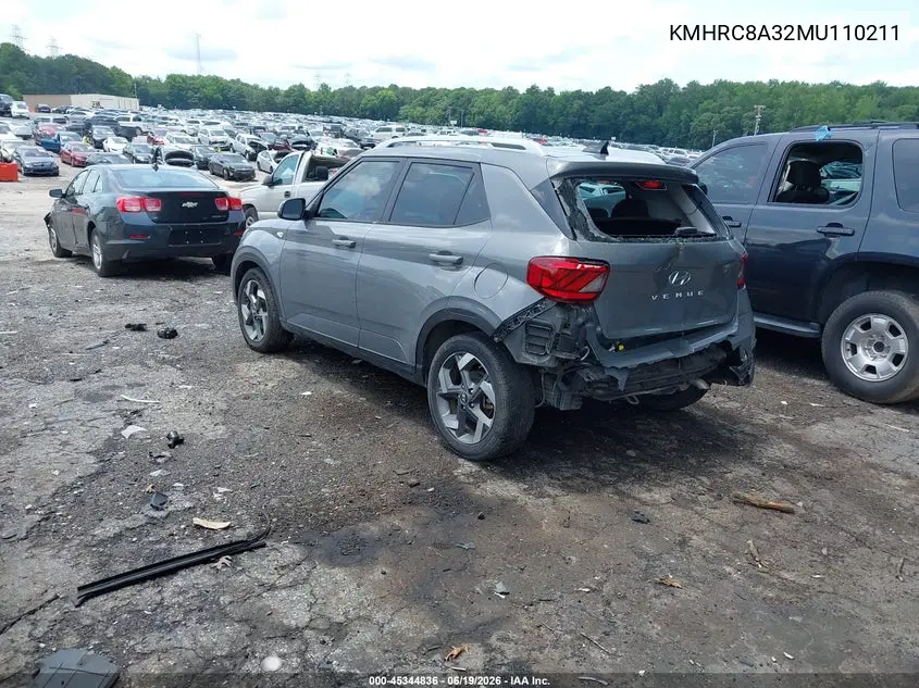 2021 Hyundai Venue Sel VIN: KMHRC8A32MU110211 Lot: 45344836
