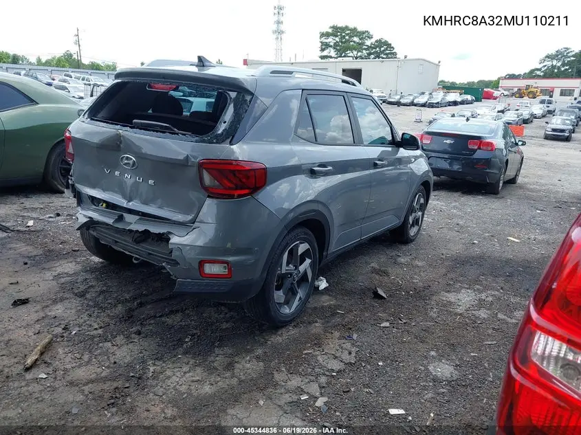 2021 Hyundai Venue Sel VIN: KMHRC8A32MU110211 Lot: 45344836