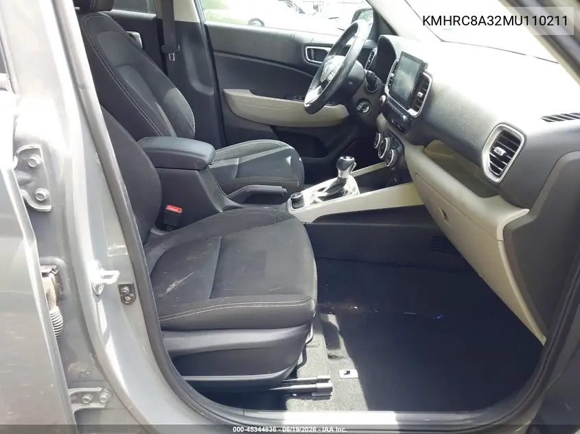 2021 Hyundai Venue Sel VIN: KMHRC8A32MU110211 Lot: 45344836